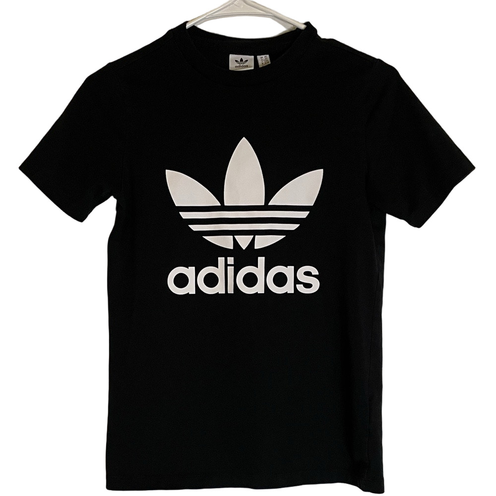 ADIDAS Short Sleeve Tee, Women’s XS, Black with White Logo